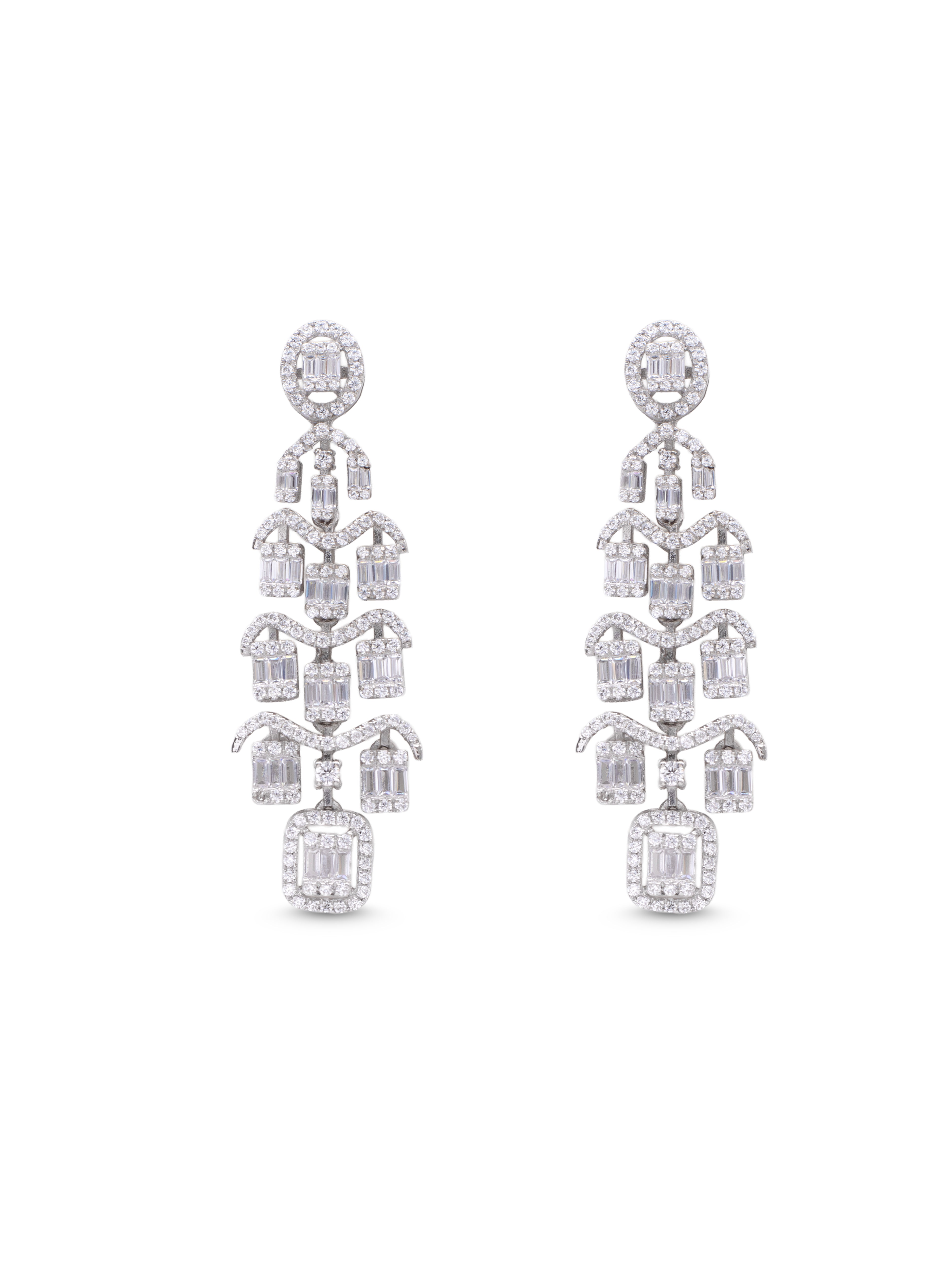 Timeless Grace 925 Silver Chandelier Long Earrings