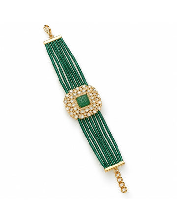 Carved Jade Polki Convertible Bracelet-Choker