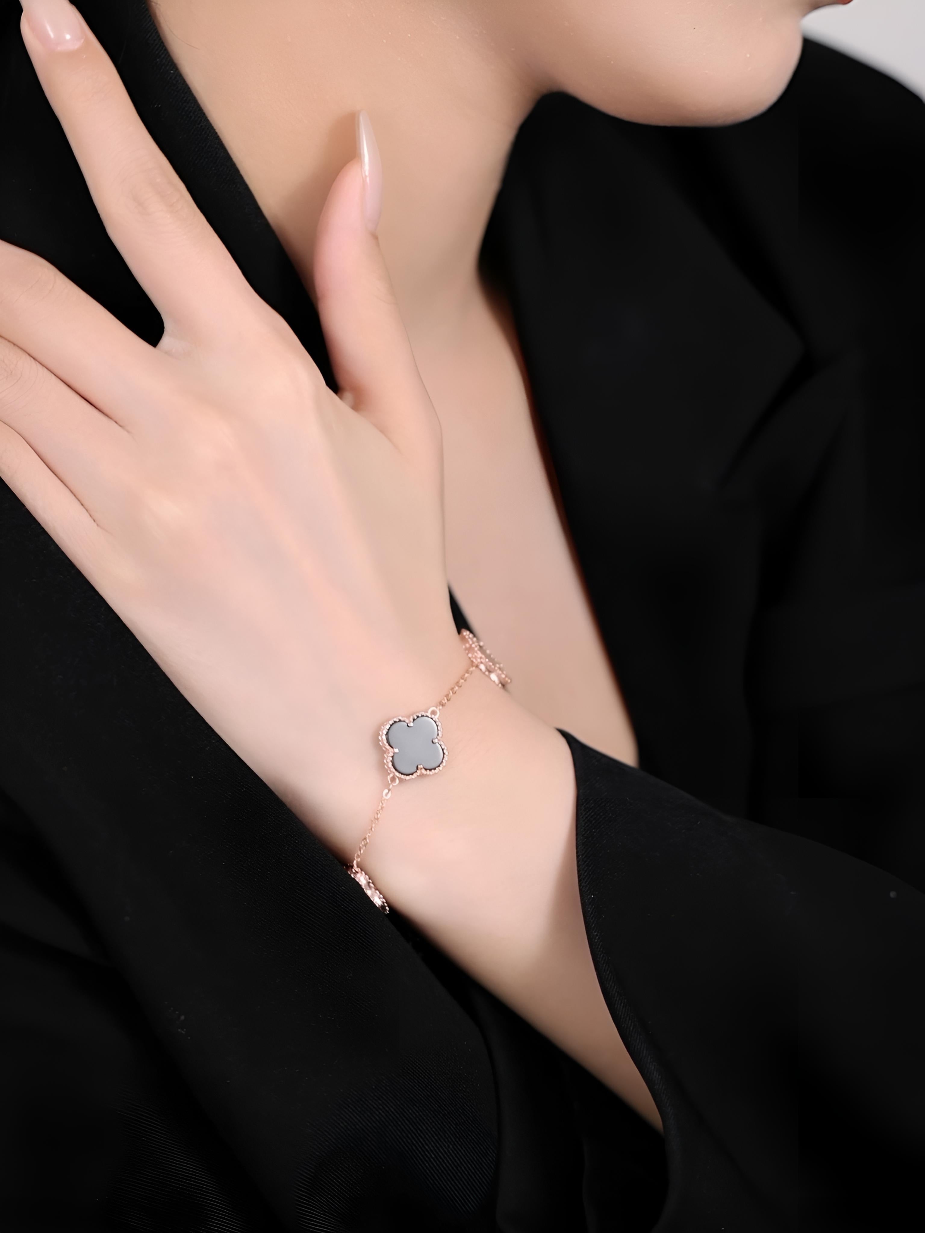 Silver Rose Gold Mother of Pearl Bracelet