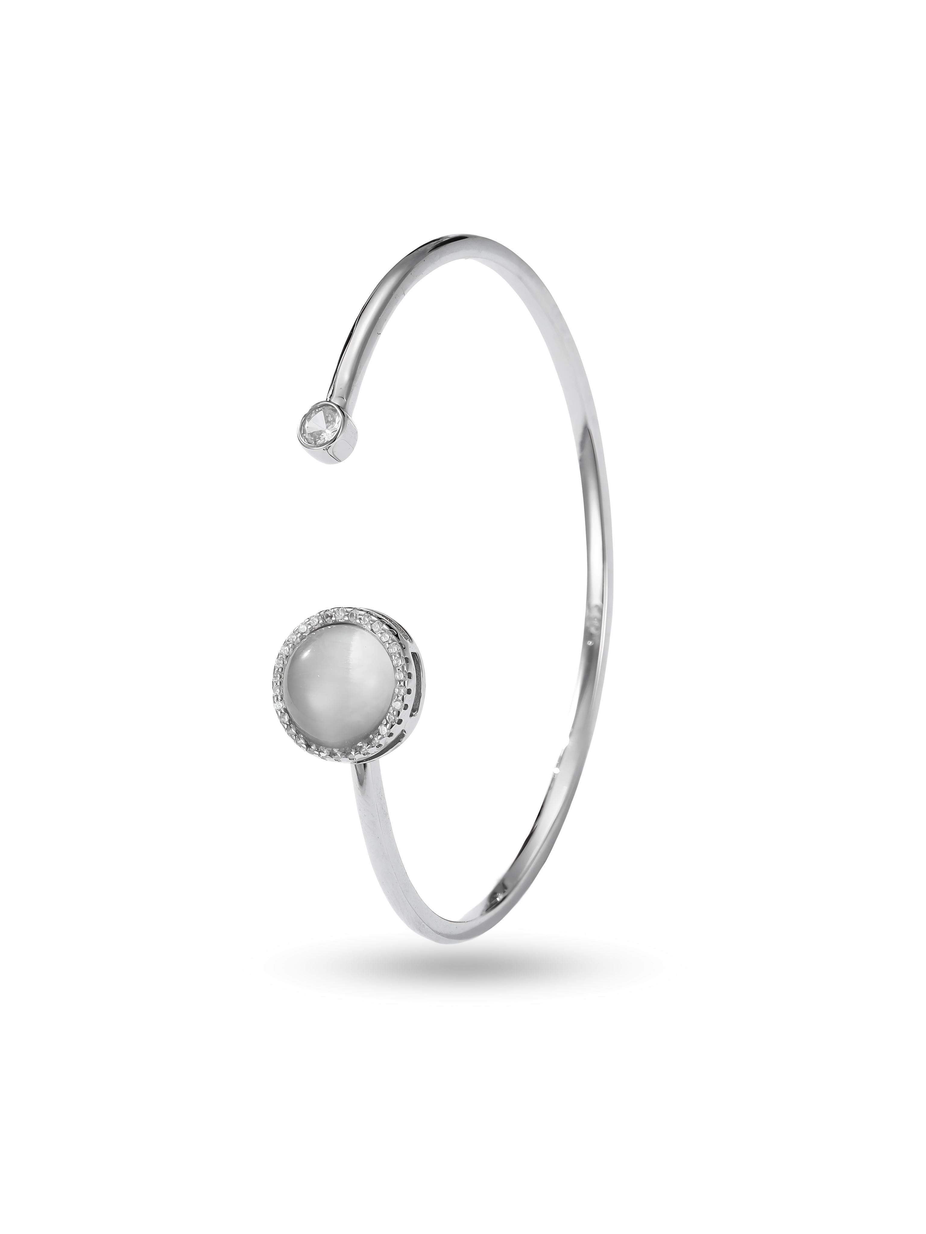 Sterling Silver Moonstone Kada Bracelet