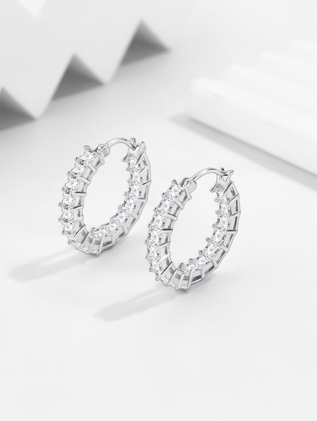 Silver Swarovski Loop Earrings