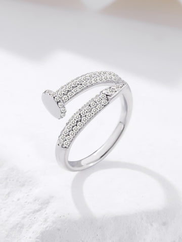 Silver Open-Center Zircon Ring