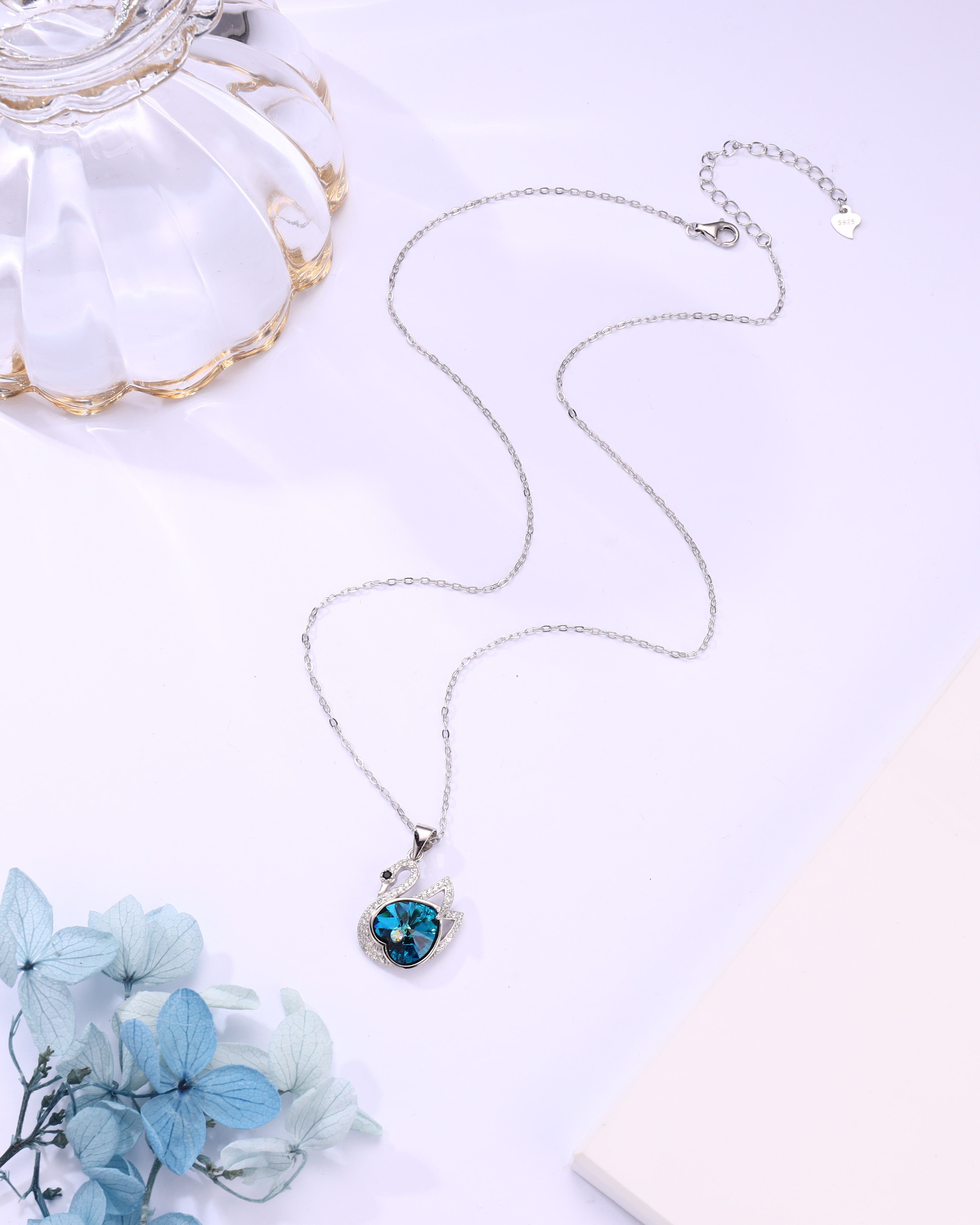 Sterling Silver Swan Charm Chain