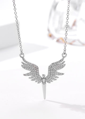 Angel Charm Silver Zircon Necklace