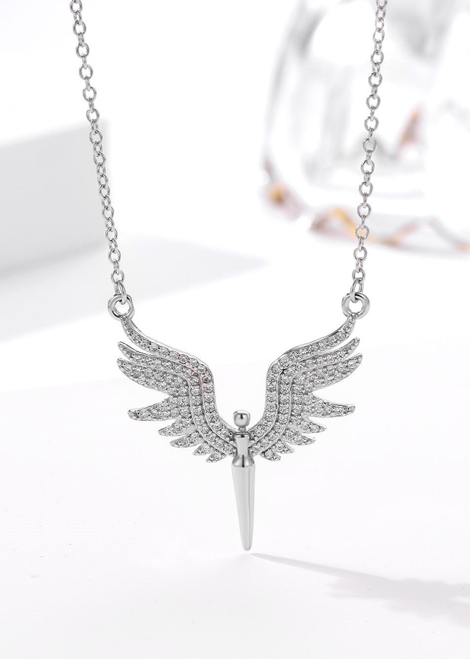 Angel Charm Silver Zircon Necklace