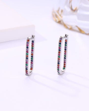 Rainbow Crystal Hoop Earrings
