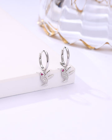 Silver Hummingbird Dangle Earrings