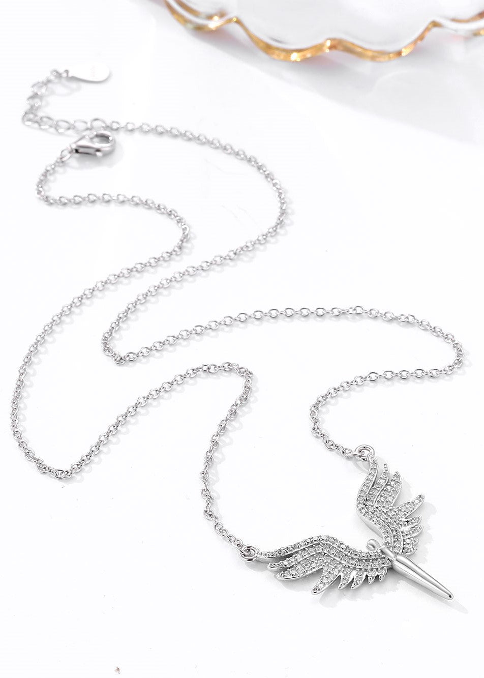 Angel Charm Silver Zircon Necklace