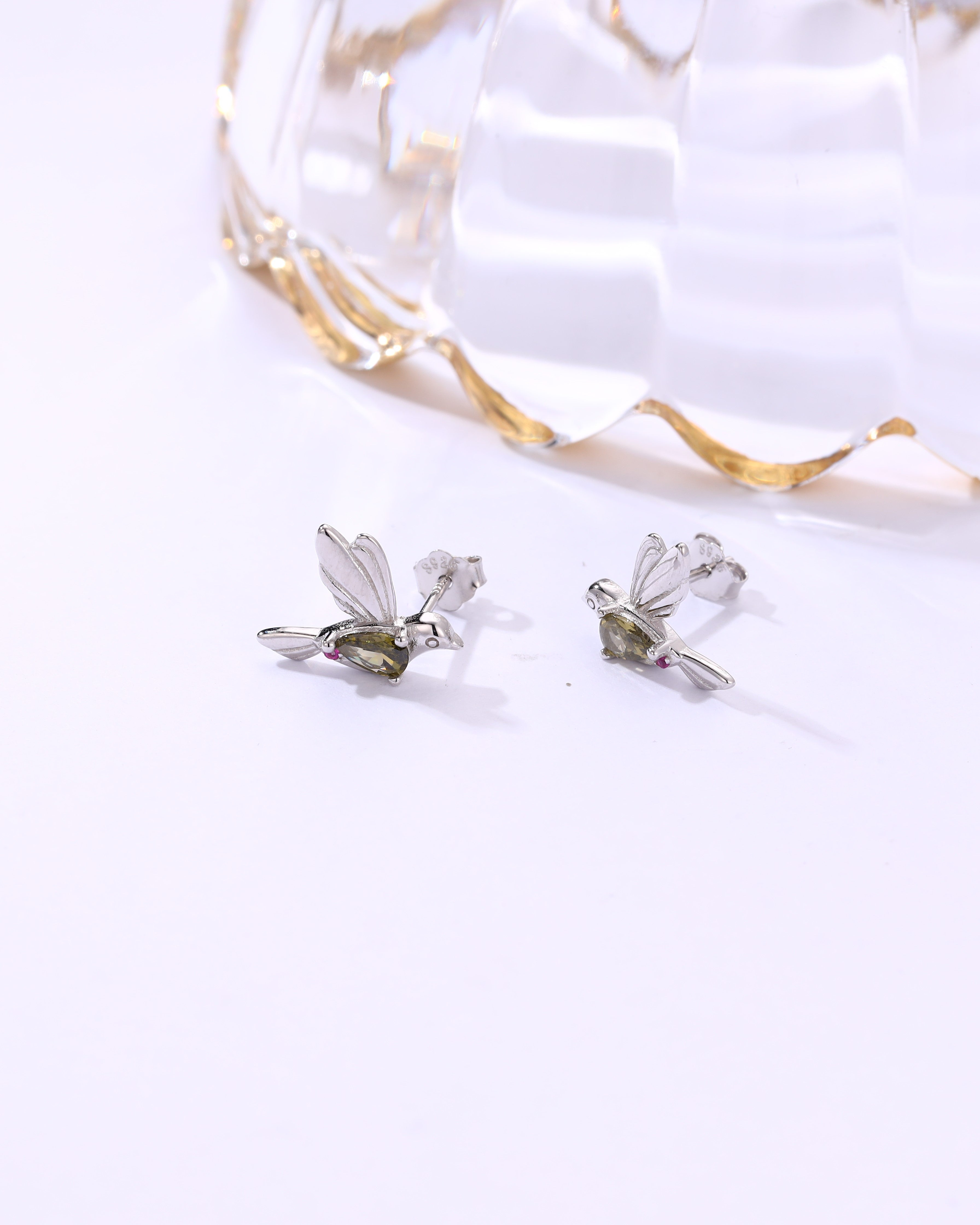 Silver Bird Stud Earrings