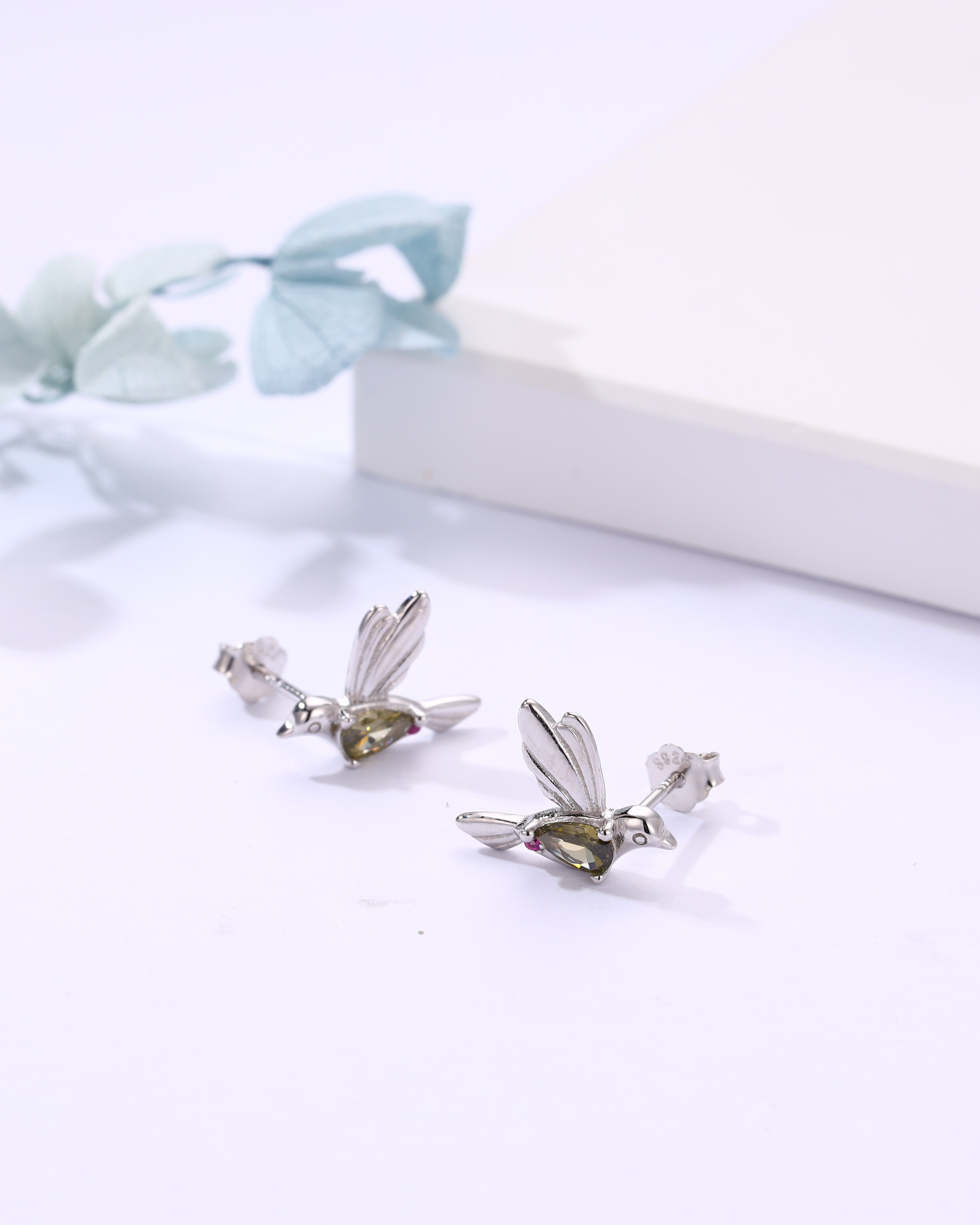 Silver Bird Stud Earrings
