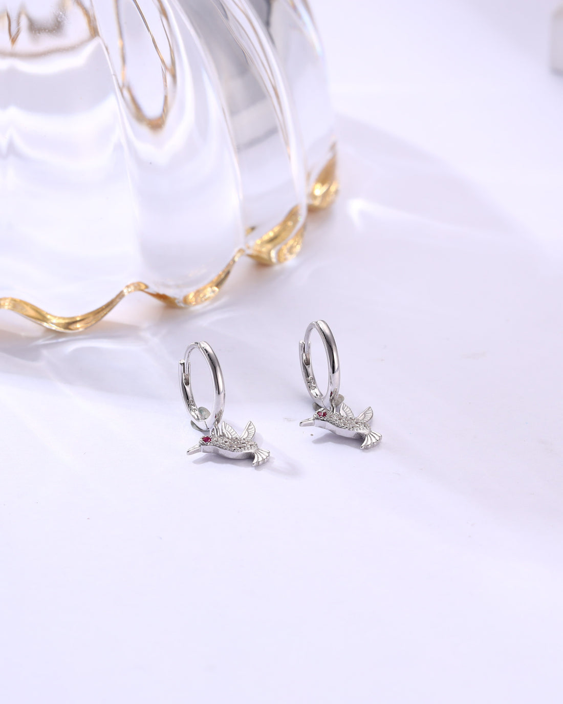 Silver Hummingbird Dangle Earrings