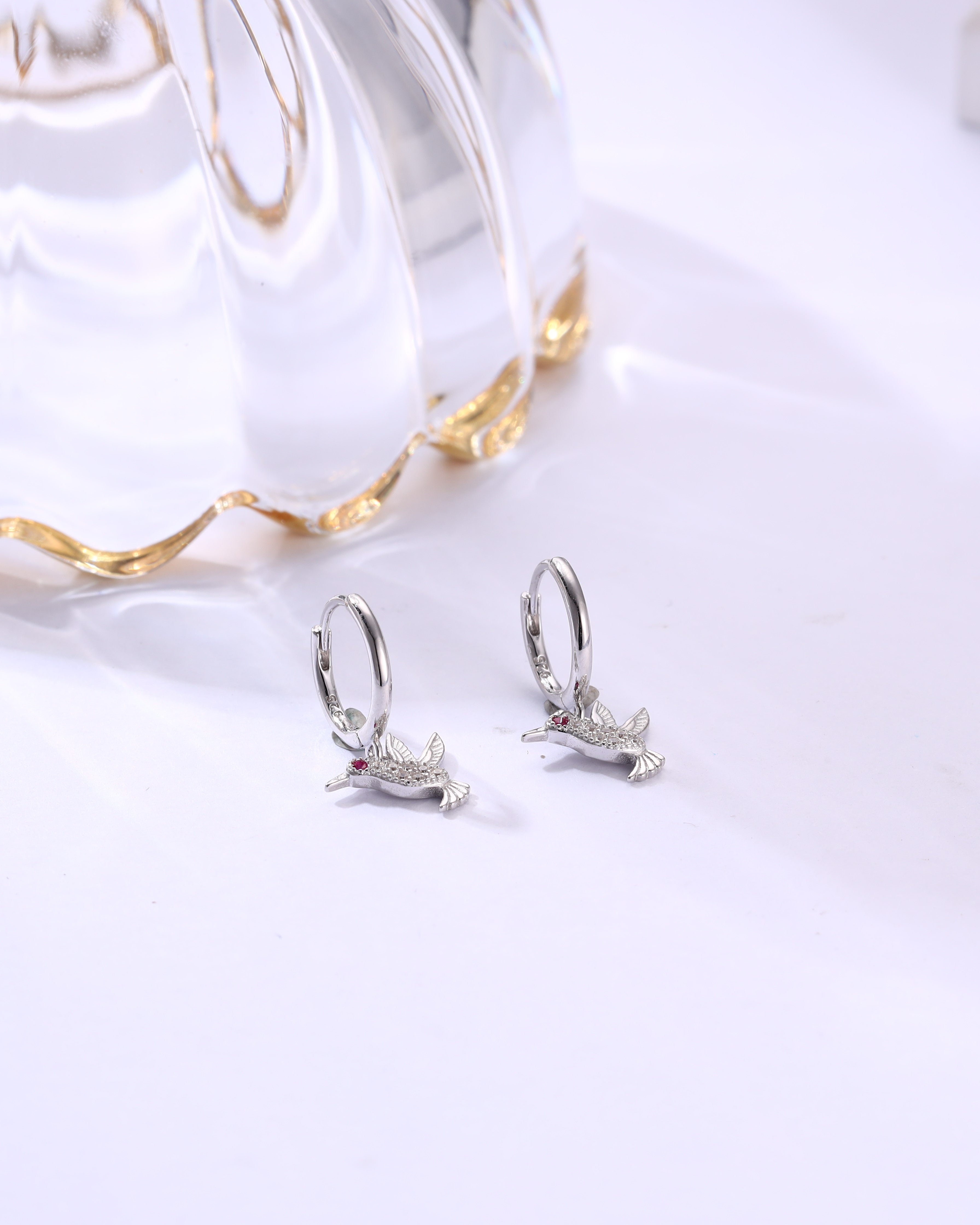Silver Hummingbird Dangle Earrings