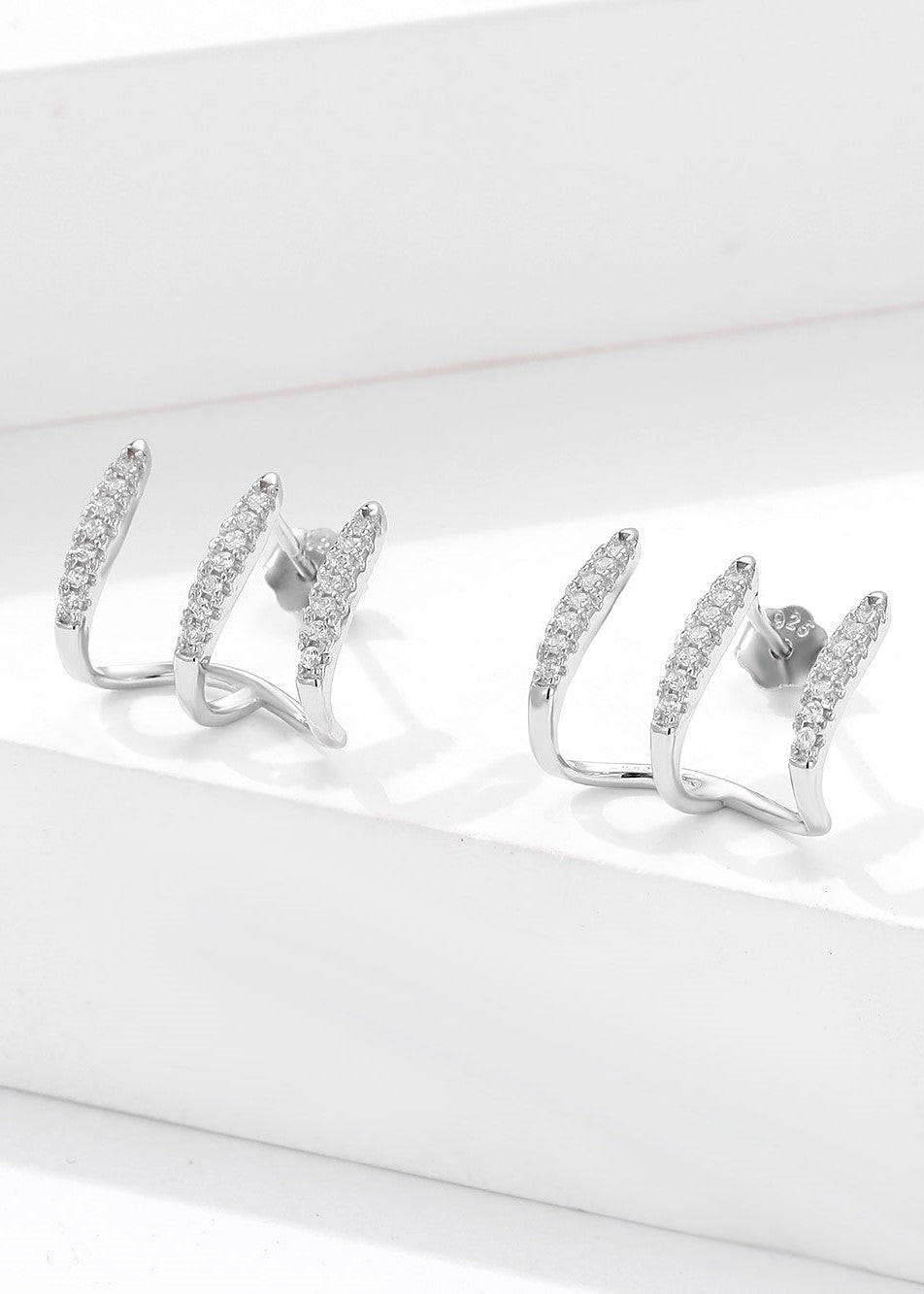 Curved Charm Silver Earrings