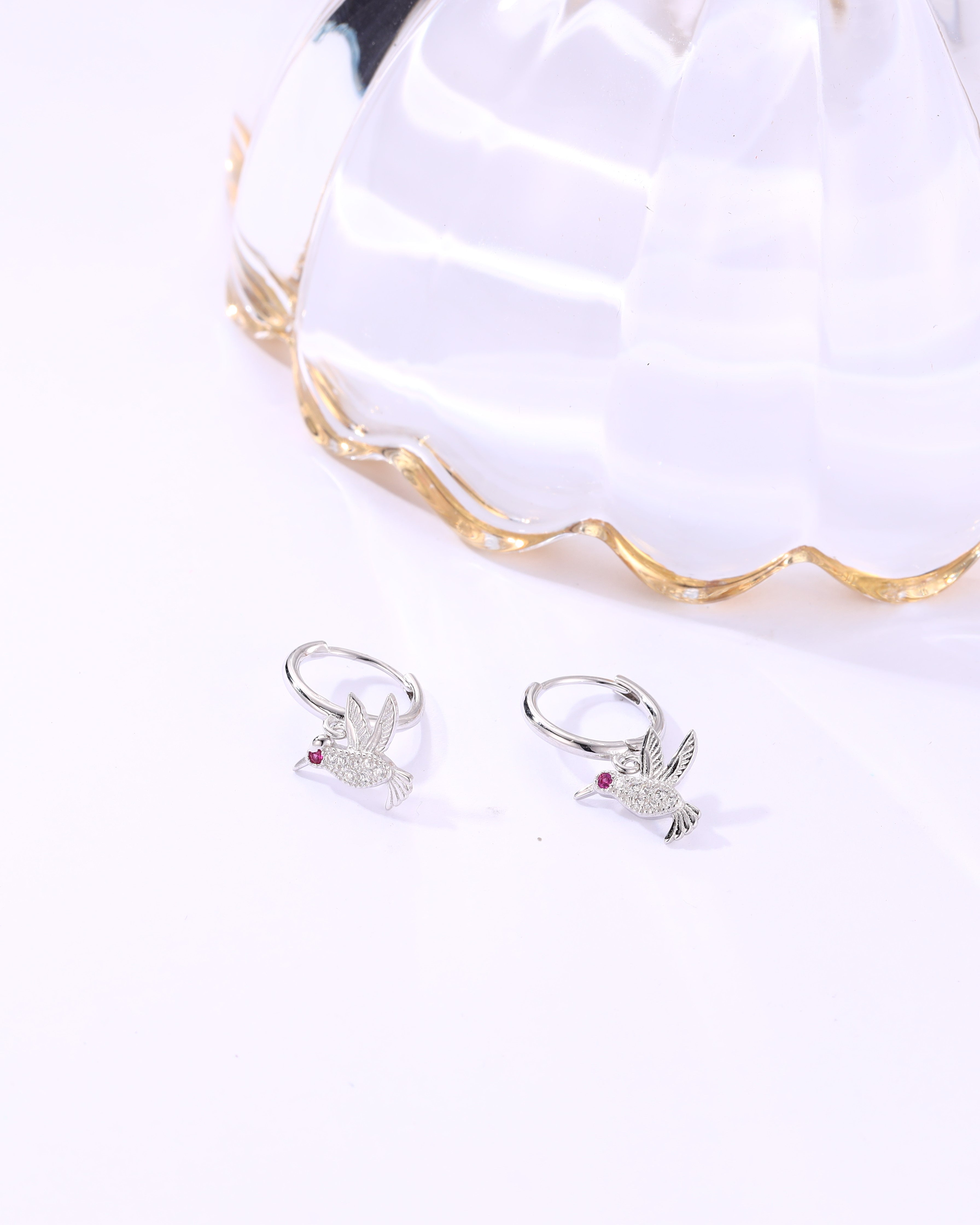 Silver Hummingbird Dangle Earrings