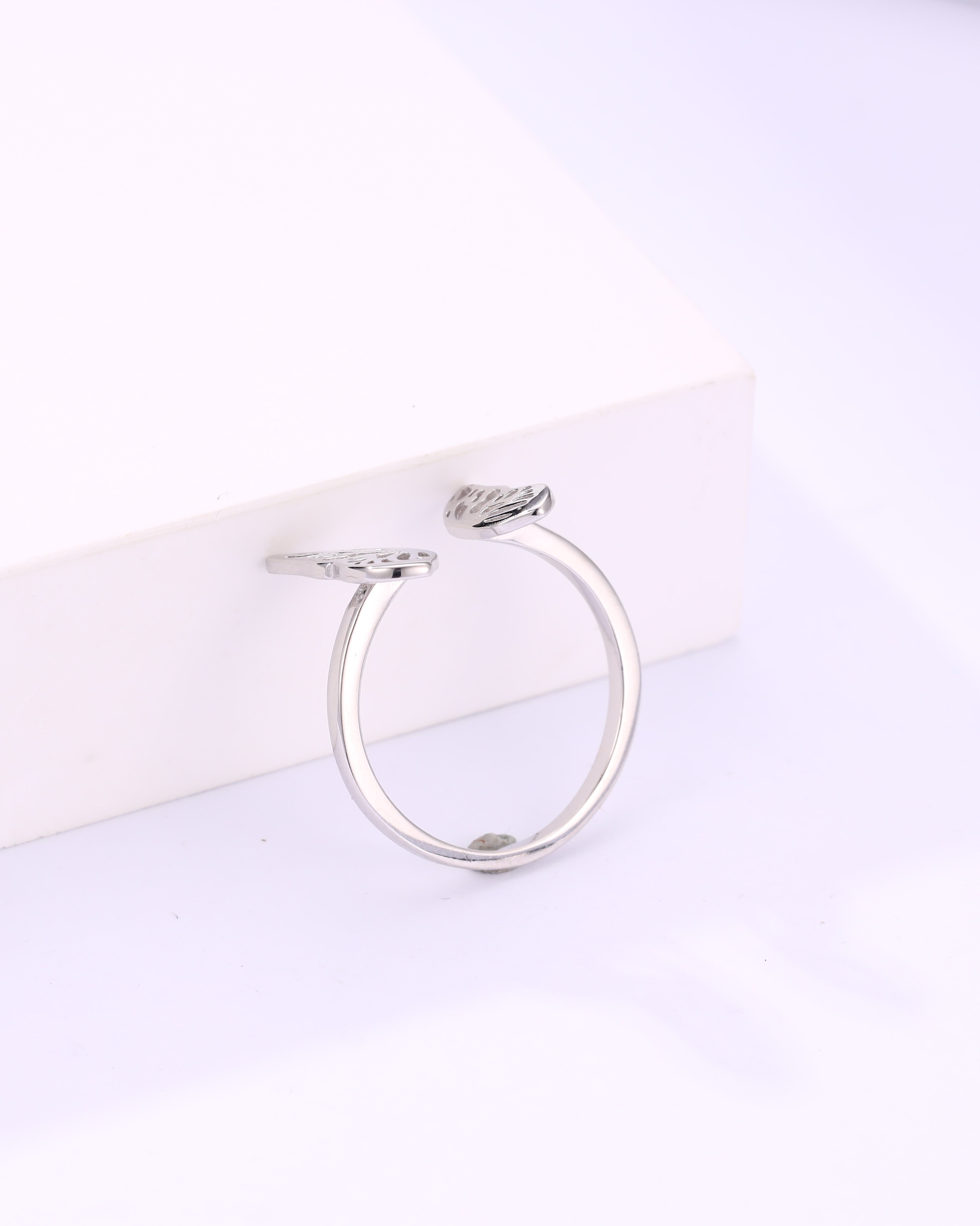 Silver Butterfly Embrace Ring