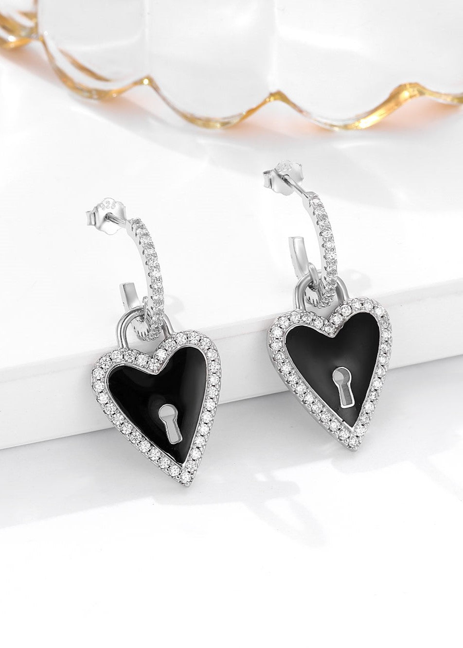 Unlock My Heart Enamel Earrings