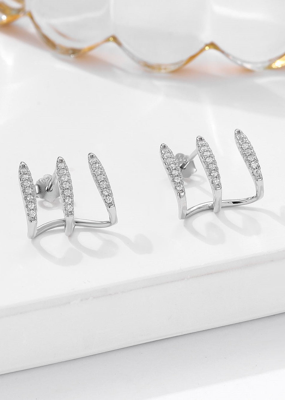 Curved Charm Silver Earrings