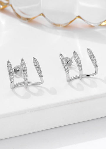 Curved Charm Silver Earrings