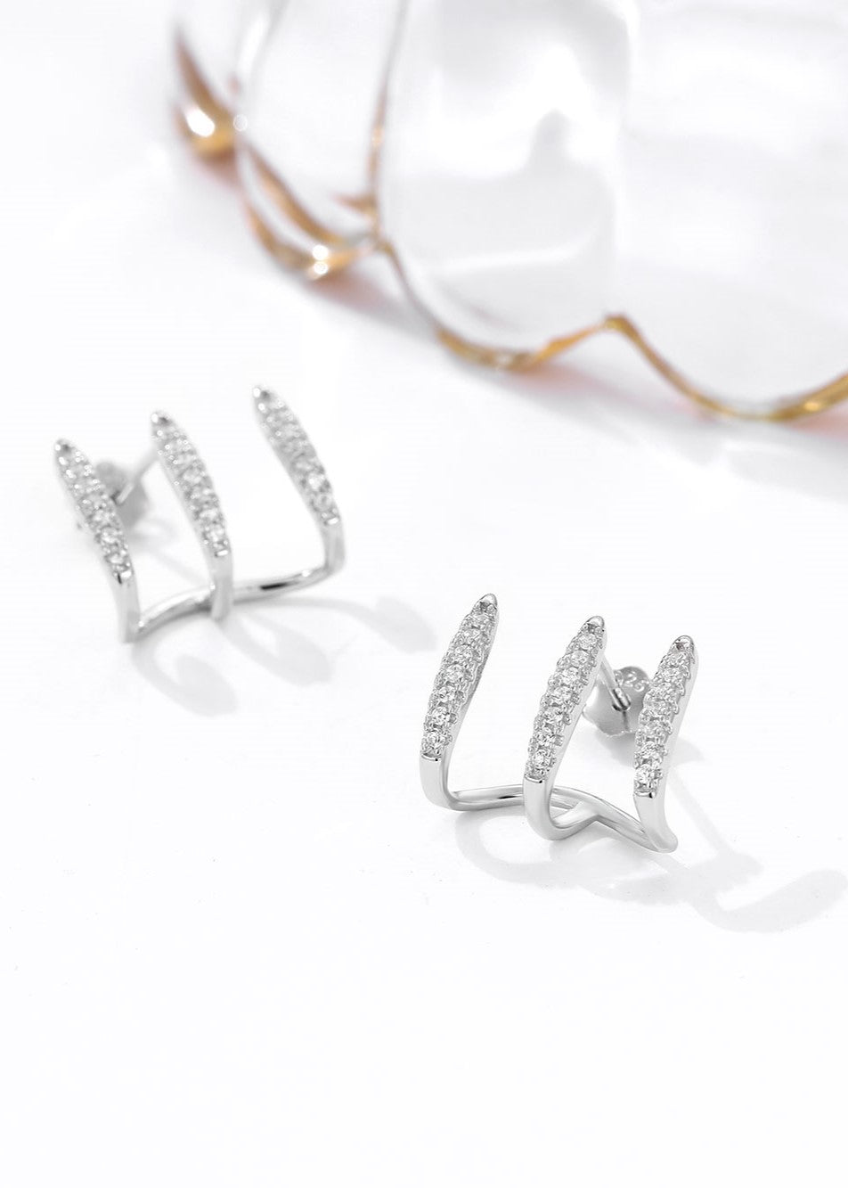 Curved Charm Silver Earrings