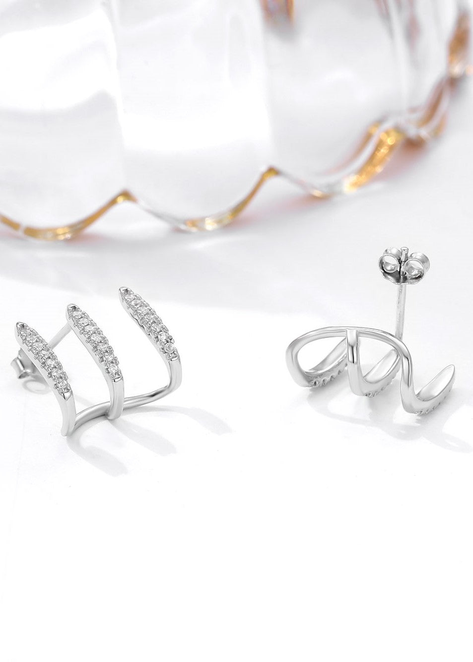 Curved Charm Silver Earrings