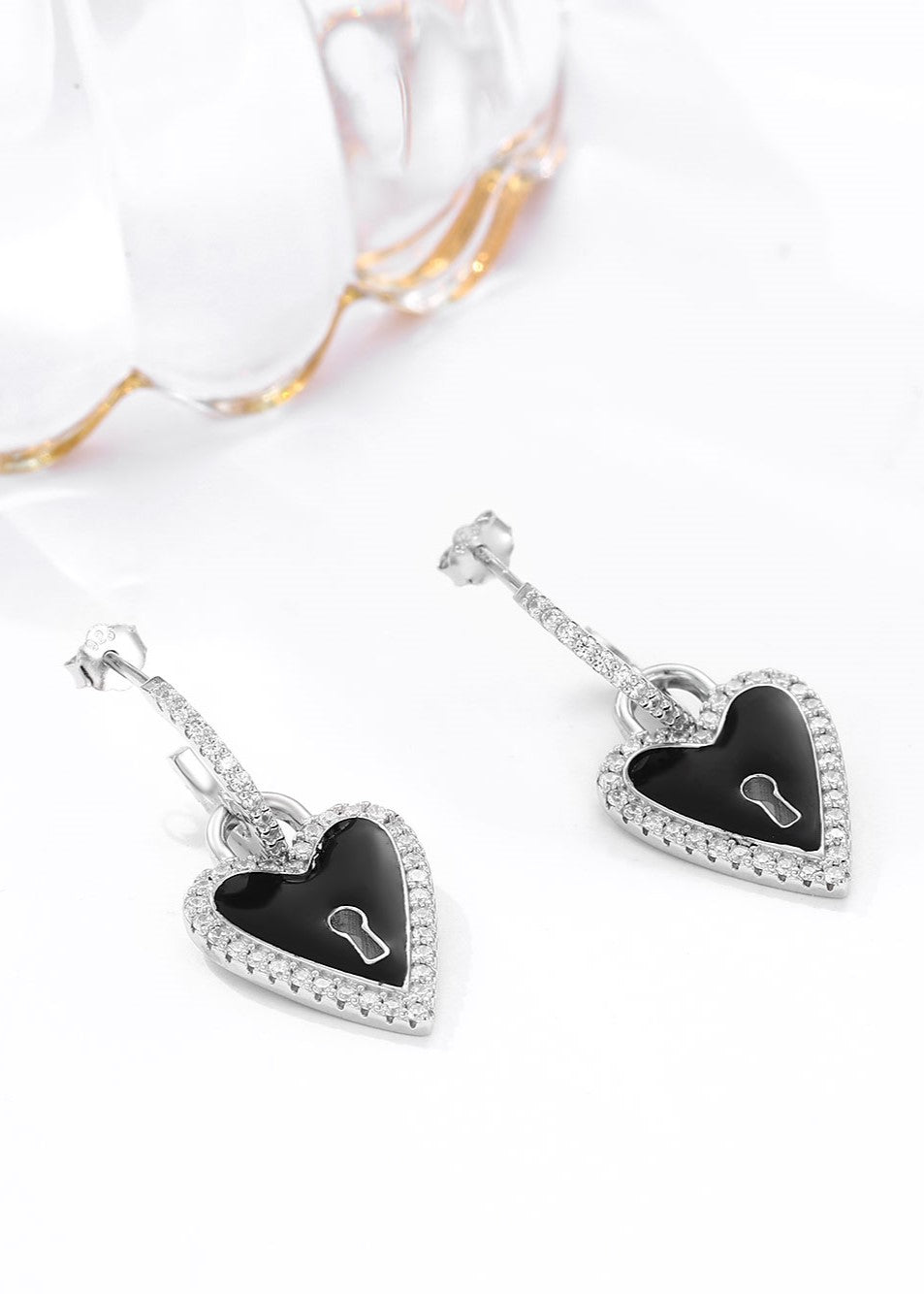 Unlock My Heart Enamel Earrings