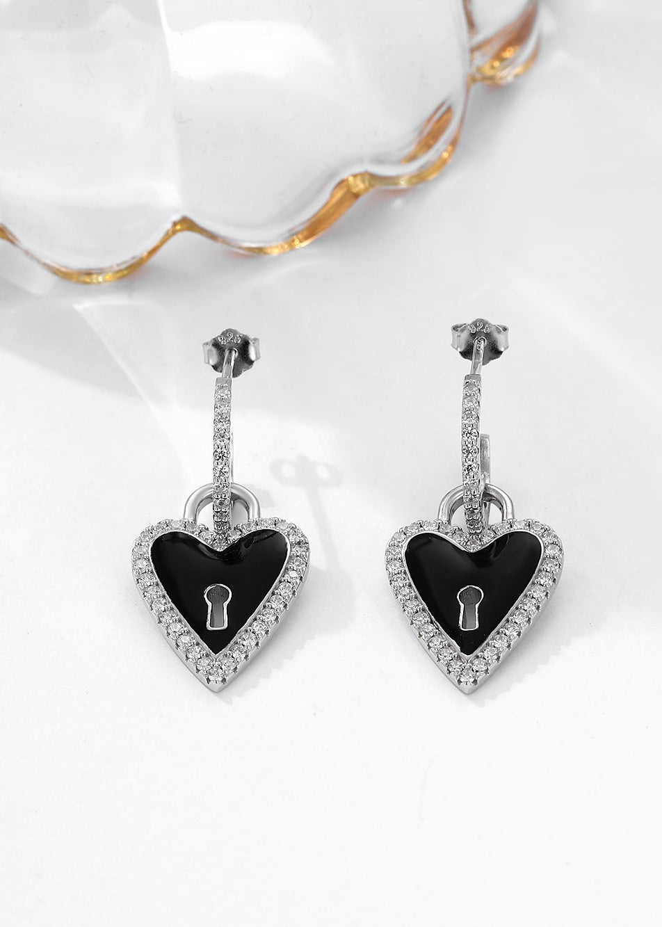 Unlock My Heart Enamel Earrings