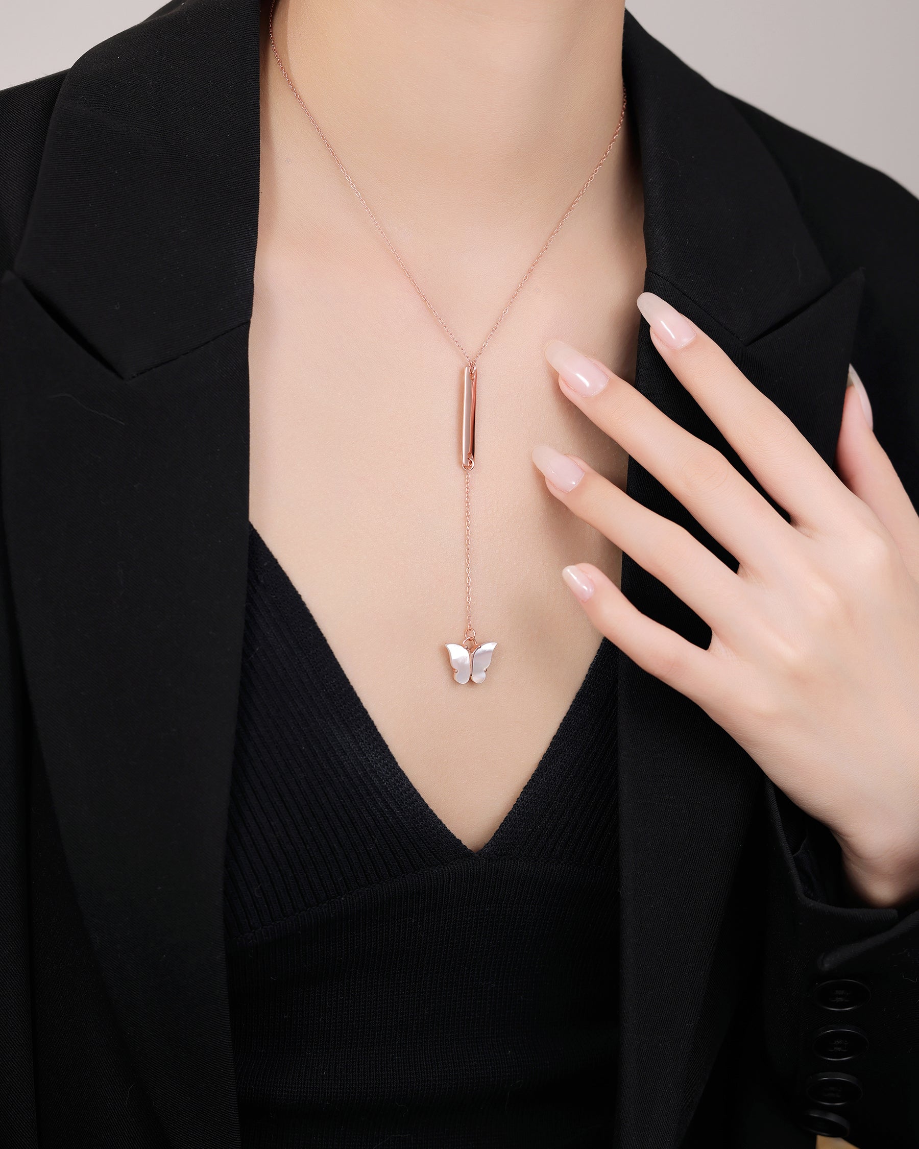 Sleek Rose Gold Butterfly Charm Chain