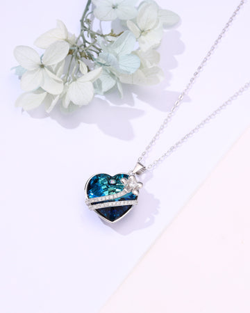 Sapphire Glow Sterling Silver Heart Necklace