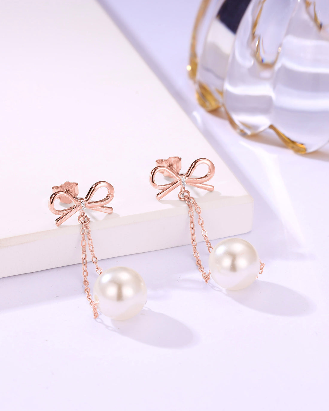Bow & Pearl Drop Earrings