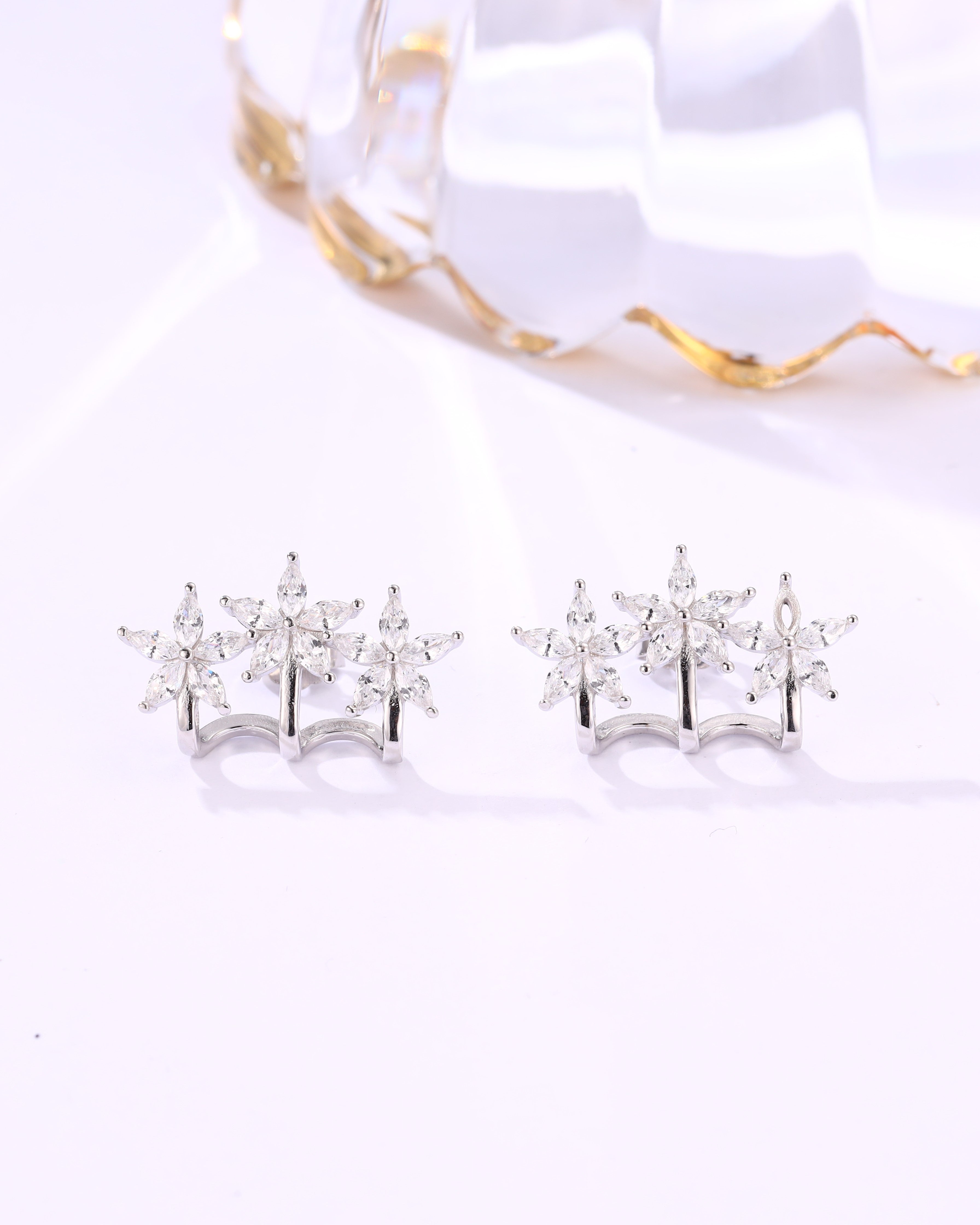 Floral Sparkle Twin Earrings