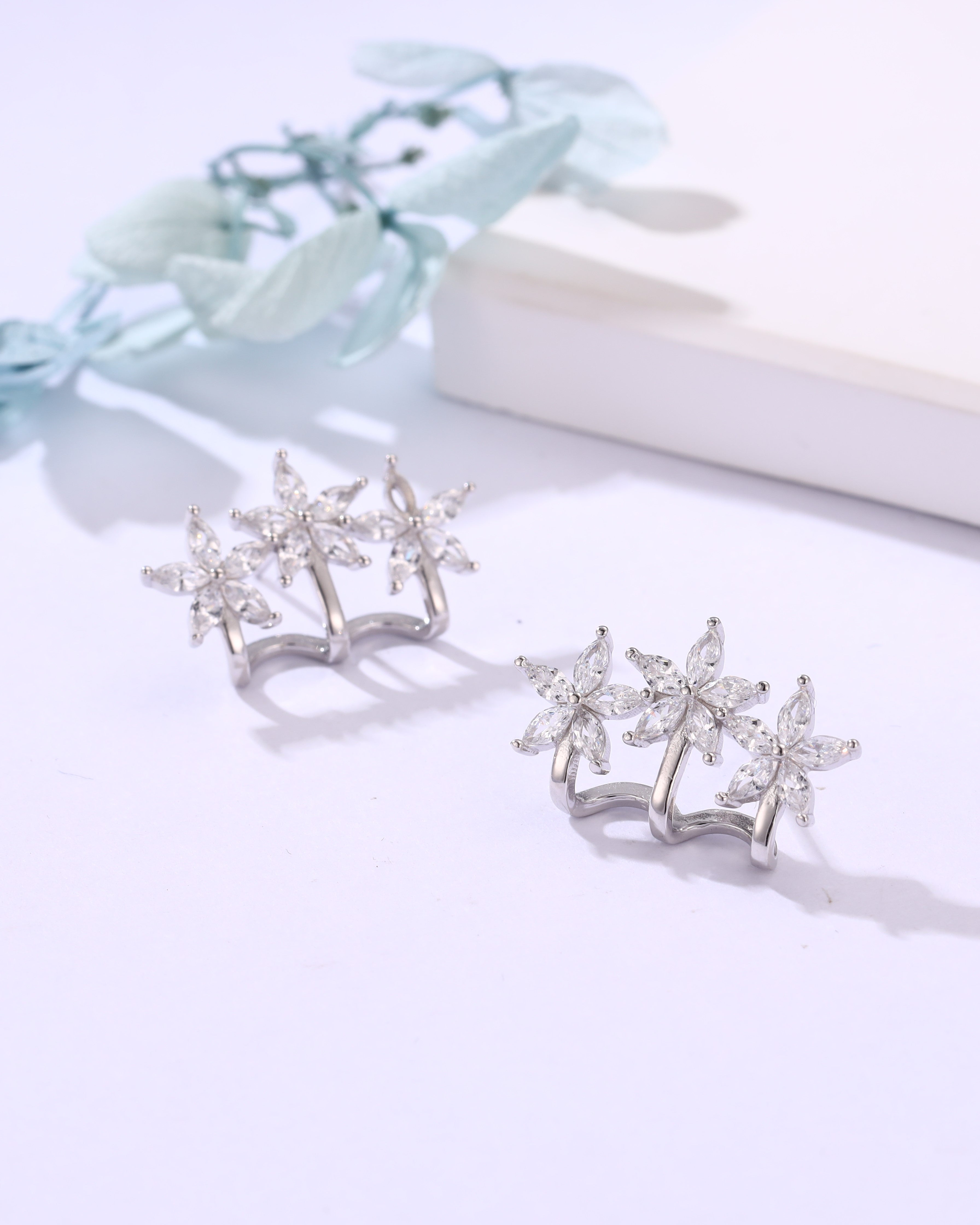 Floral Sparkle Twin Earrings