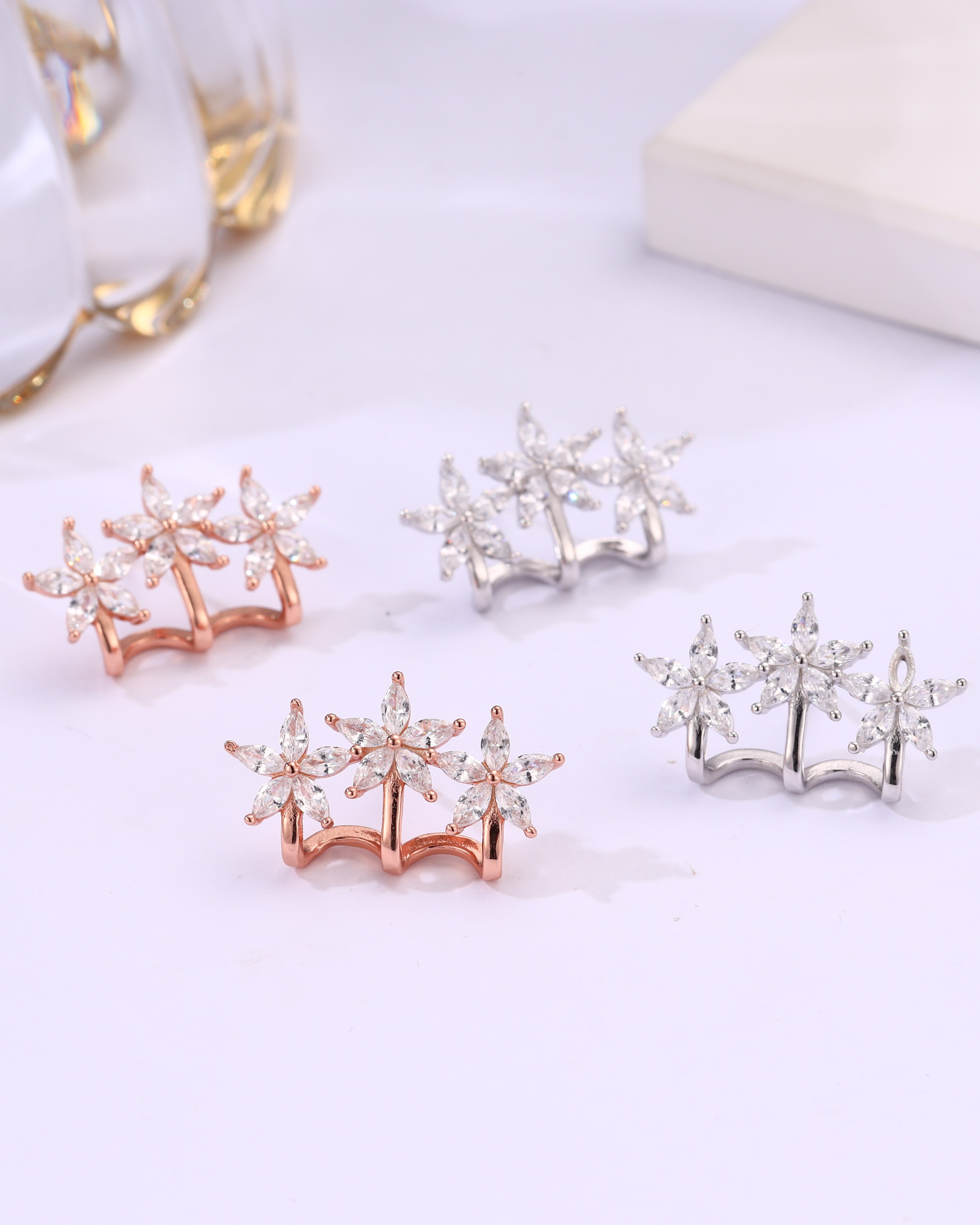 Floral Sparkle Twin Earrings