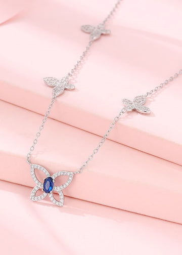 Blue Butterfly Silver Chain