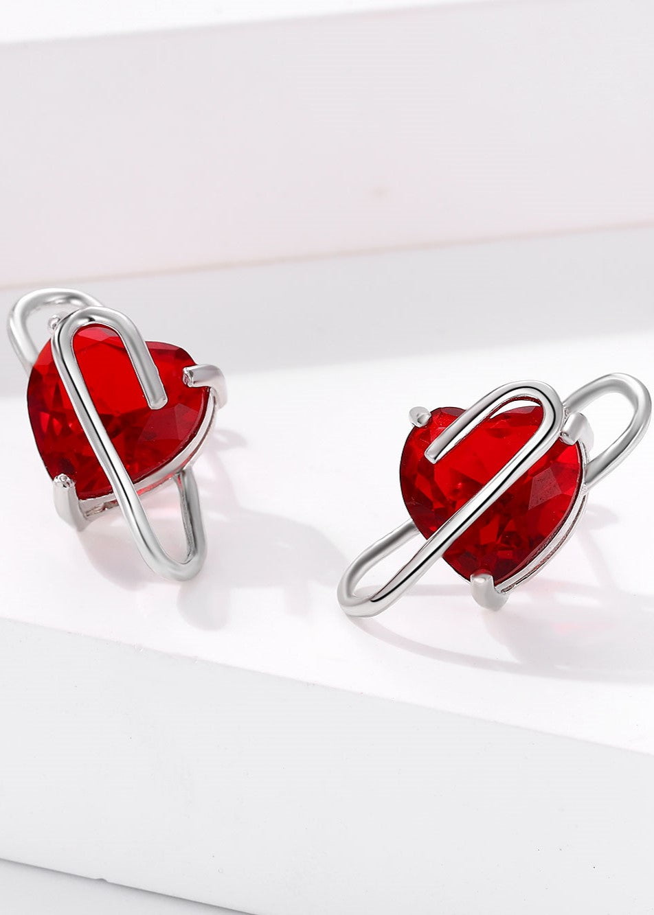 Ruby Romance Red Heart Earrings