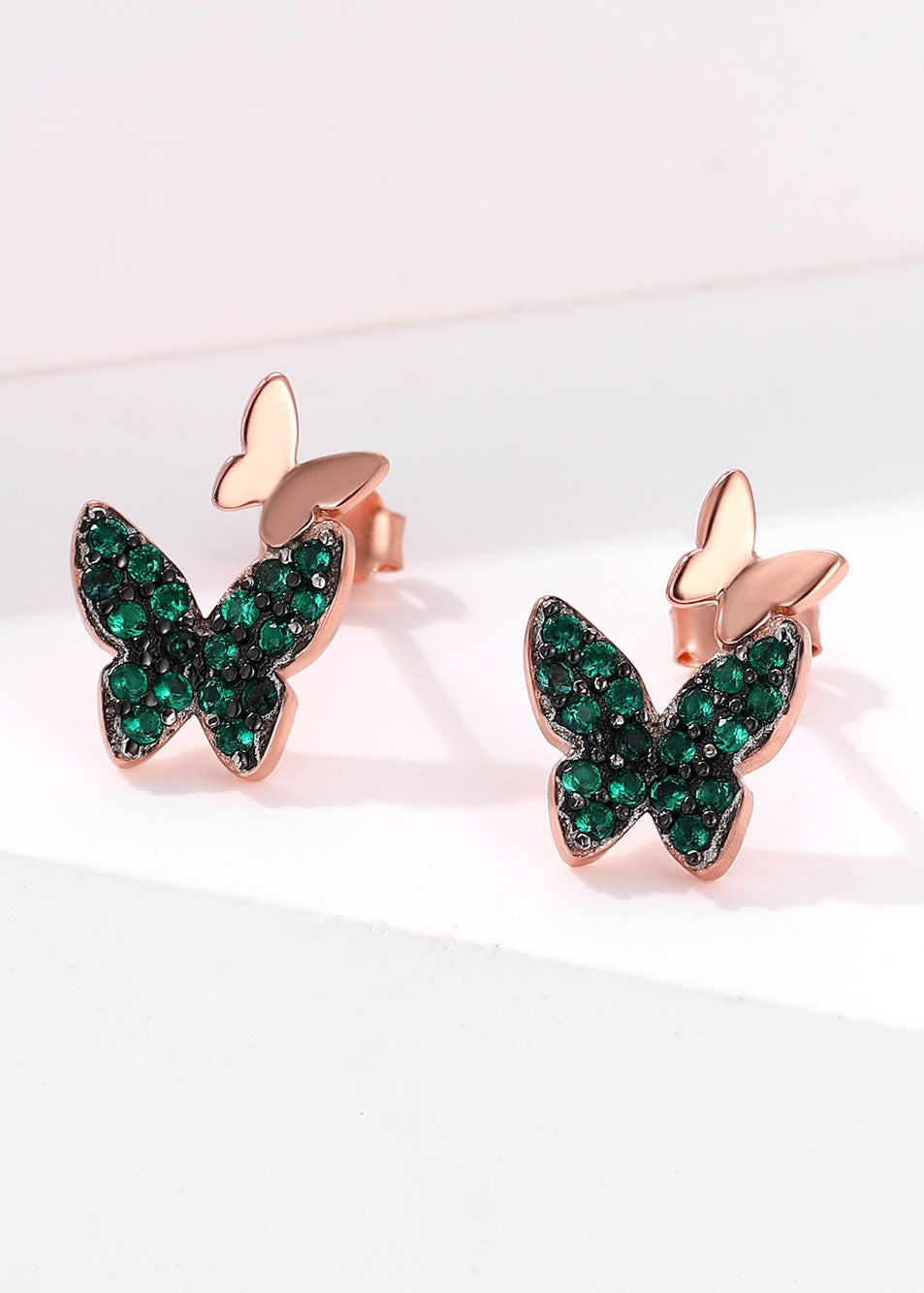 Little Green Wings Rose Gold Earrings