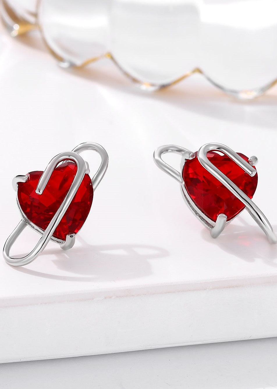 Ruby Romance Red Heart Earrings
