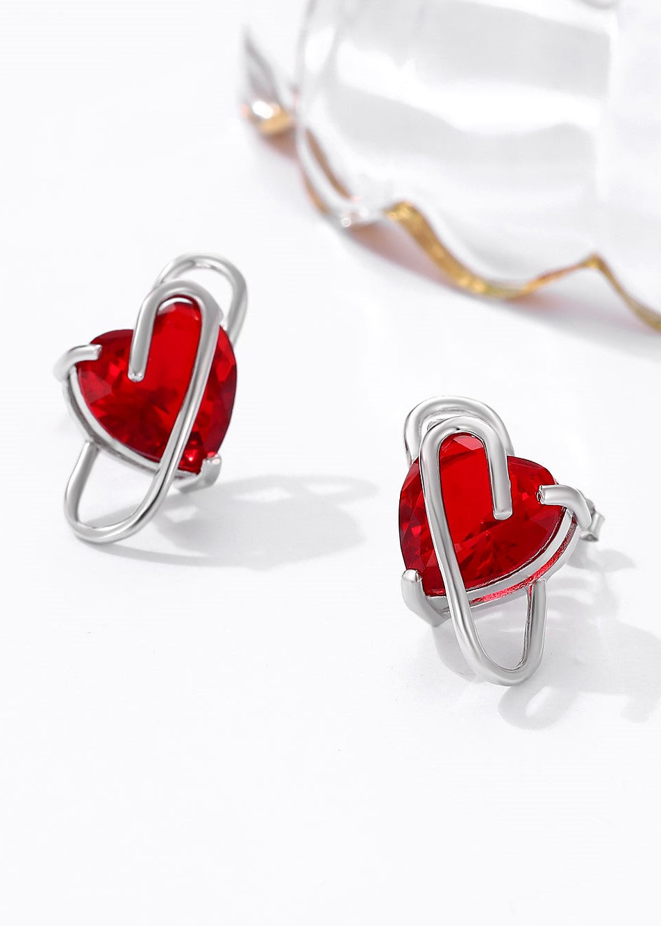 Ruby Romance Red Heart Earrings