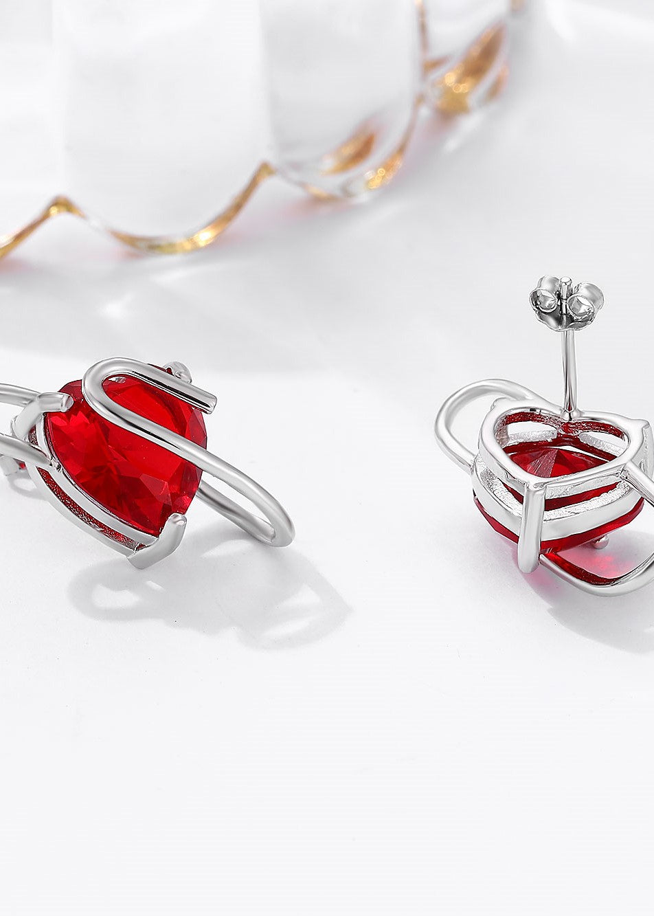 Ruby Romance Red Heart Earrings