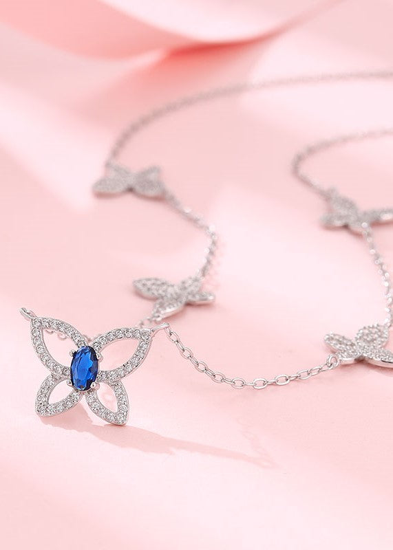 Blue Butterfly Silver Chain