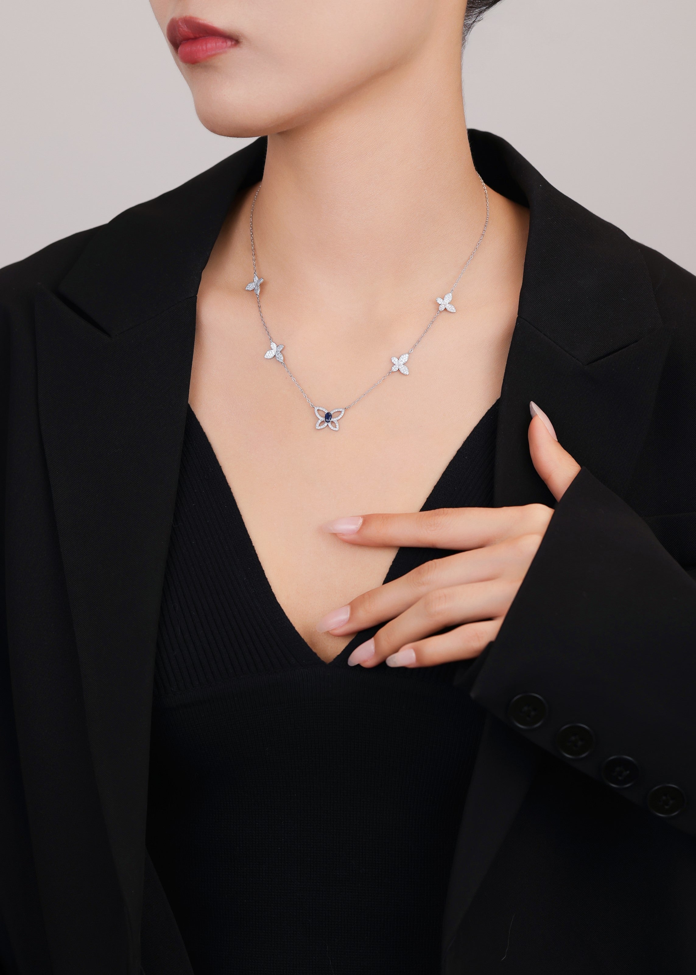 Blue Butterfly Silver Chain