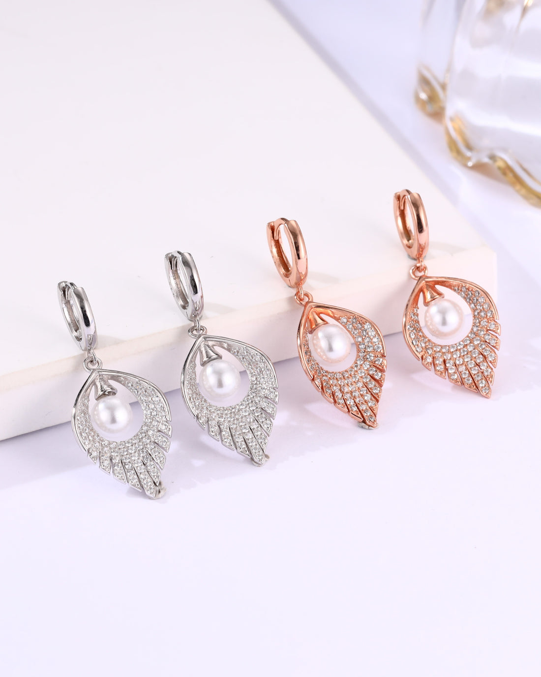 Serene Leaf Pearl Earrings