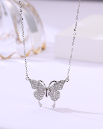 Magnetic Wings Silver Butterfly Chain
