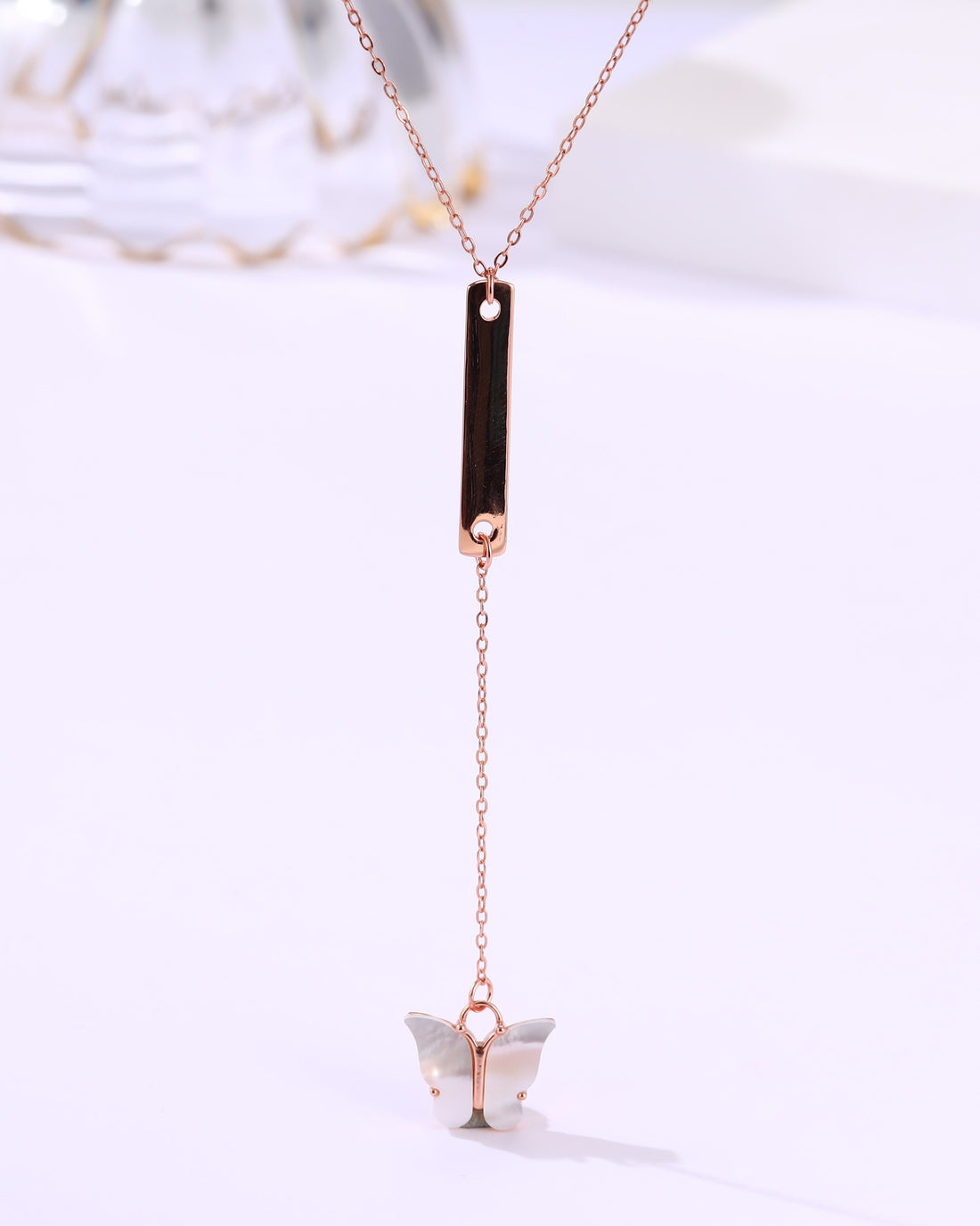 Sleek Rose Gold Butterfly Charm Chain