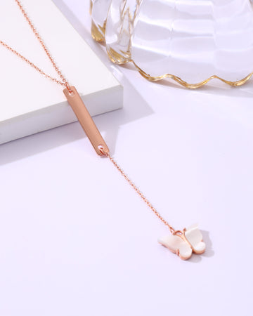 Sleek Rose Gold Butterfly Charm Chain