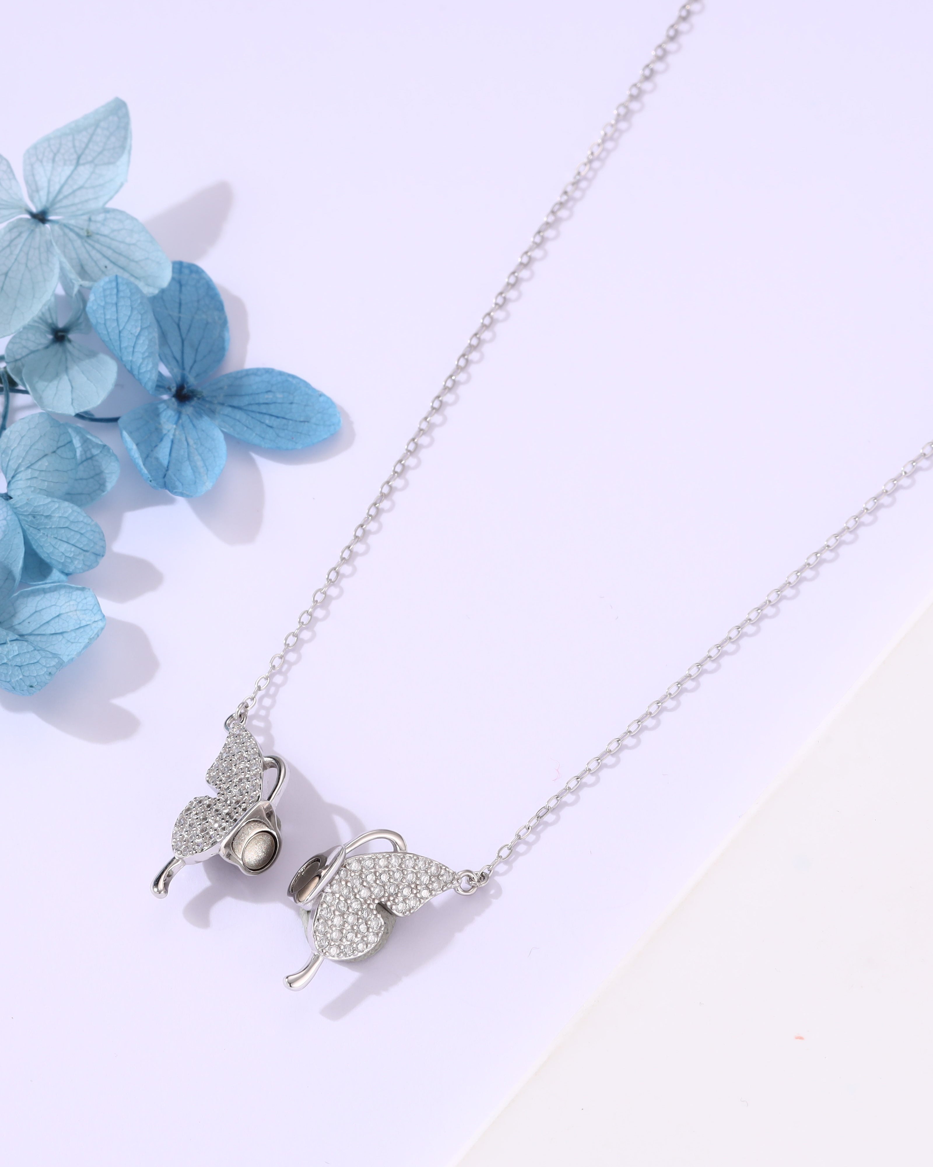 Magnetic Wings Silver Butterfly Chain