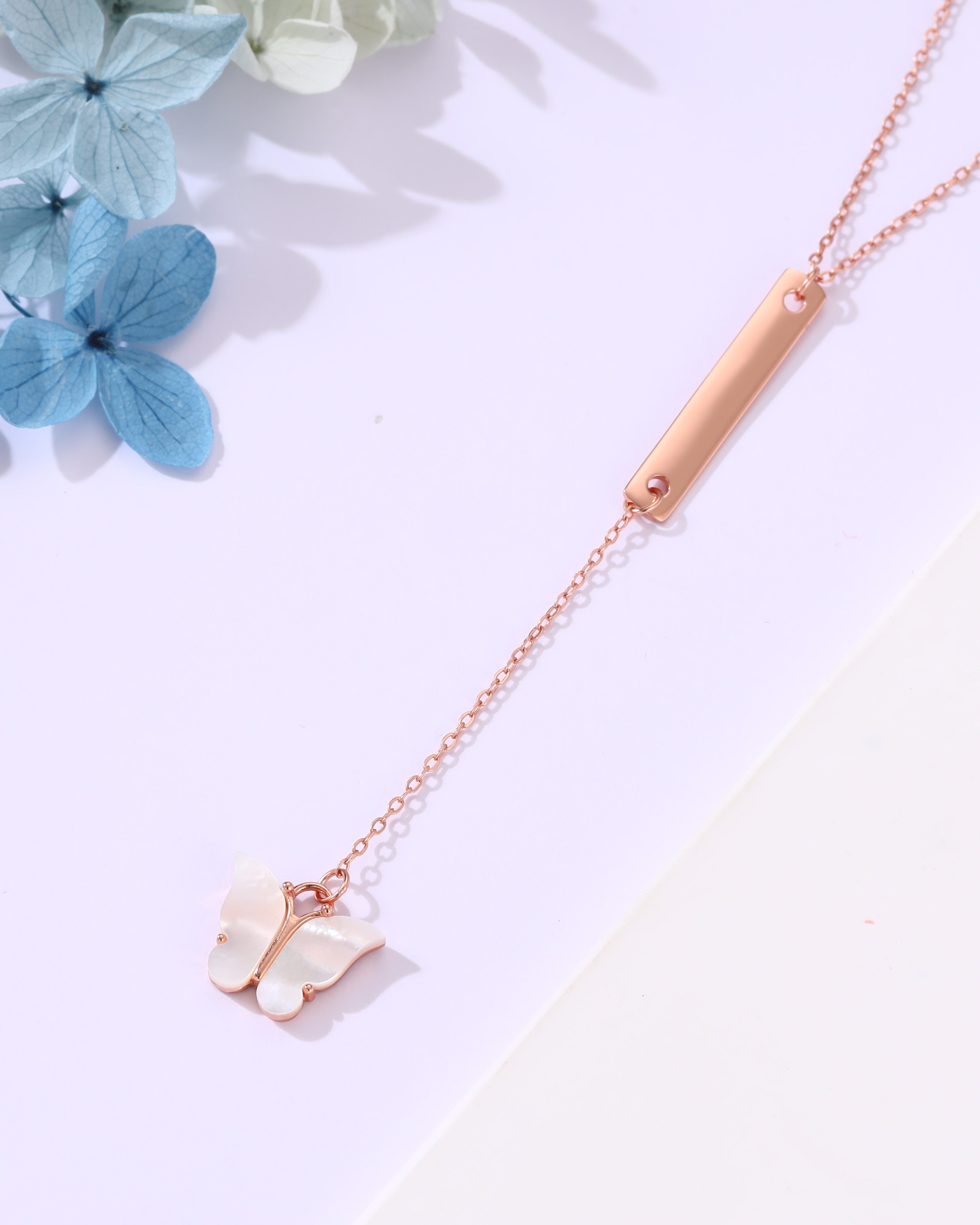 Sleek Rose Gold Butterfly Charm Chain