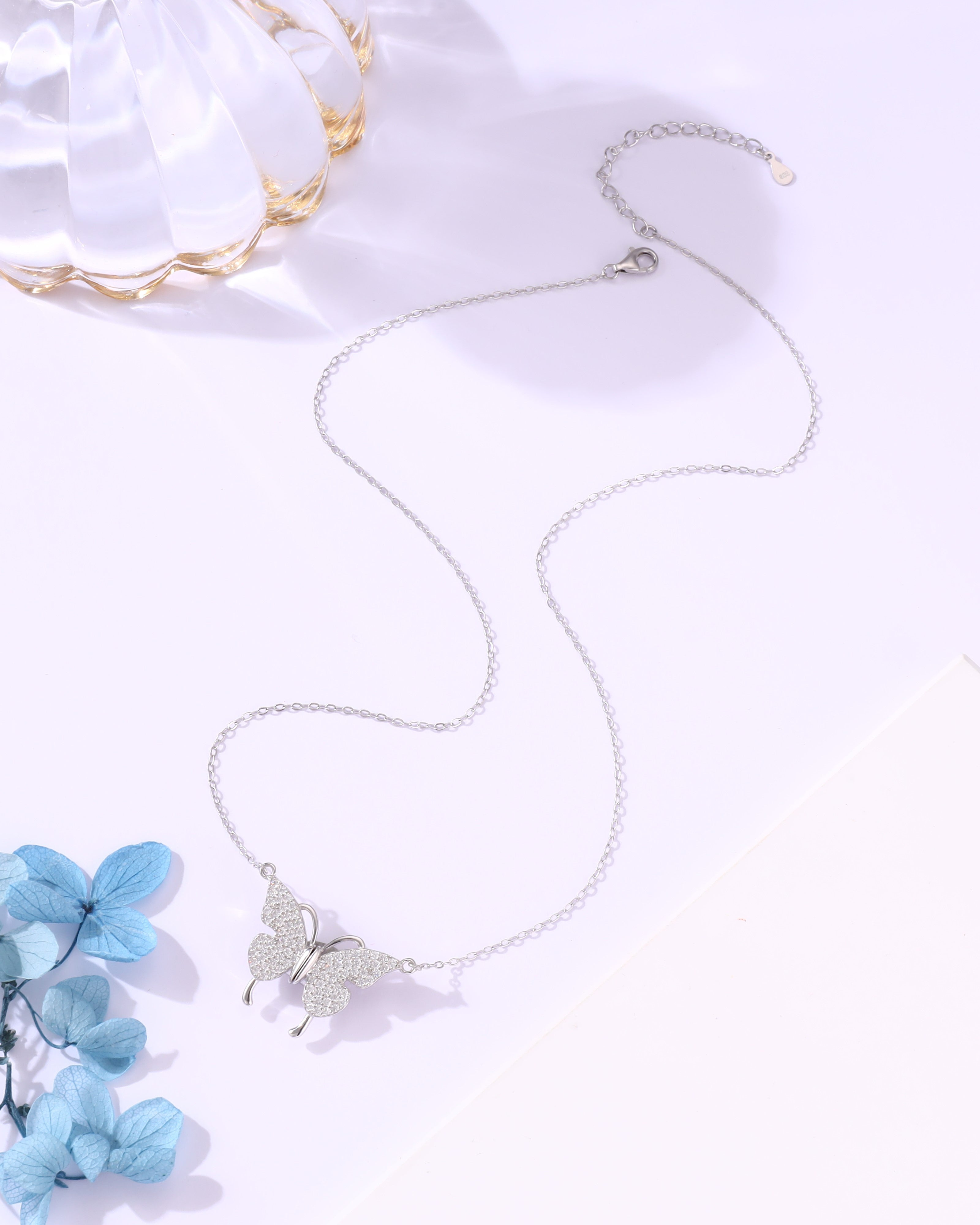 Magnetic Wings Silver Butterfly Chain