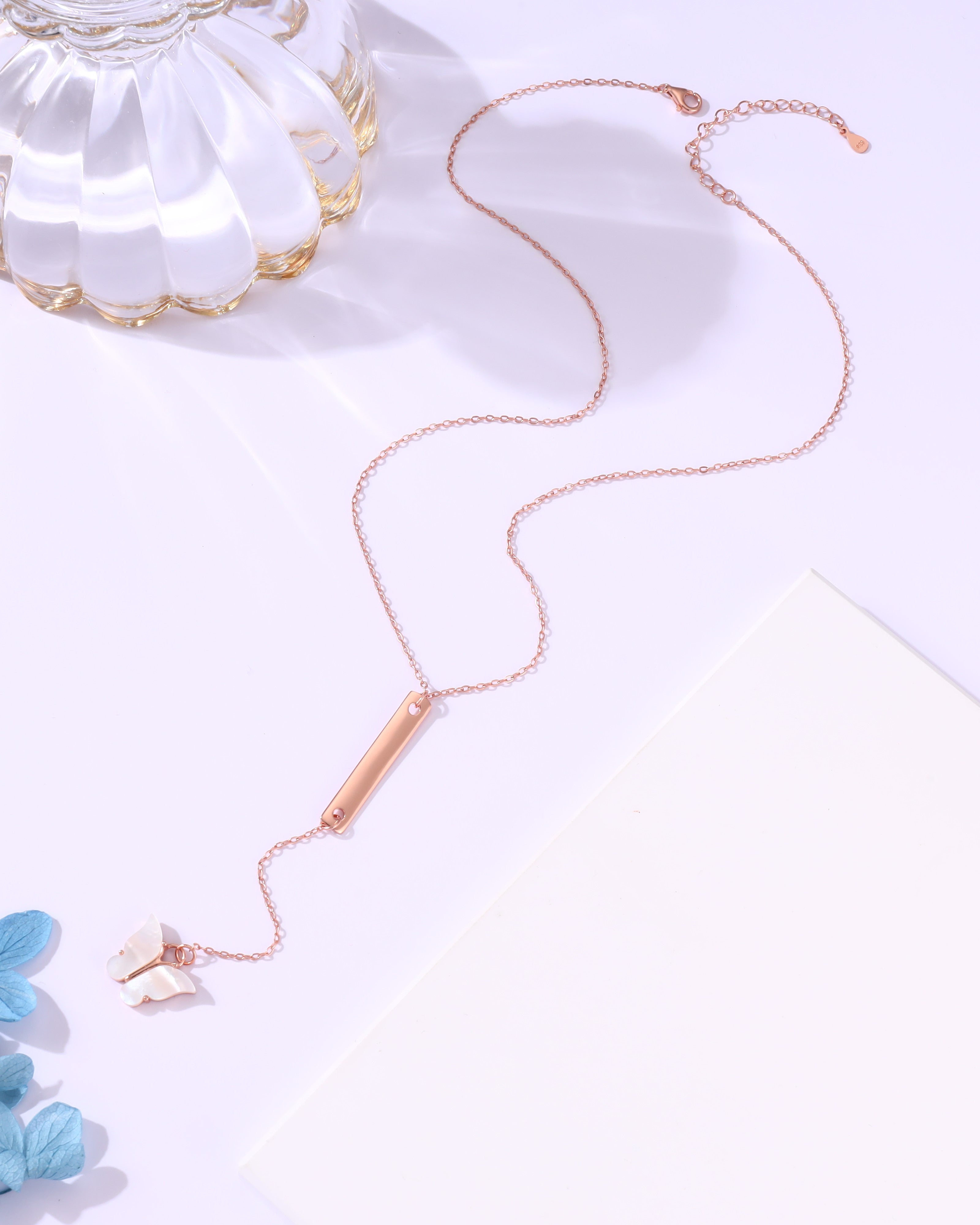 Sleek Rose Gold Butterfly Charm Chain