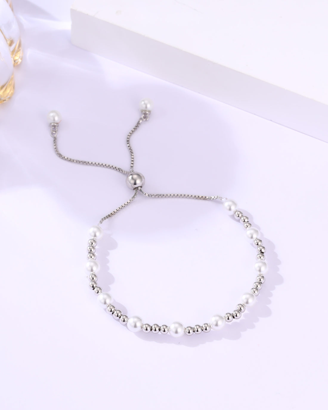 Adjustable Sterling Silver Pearl Bracelet