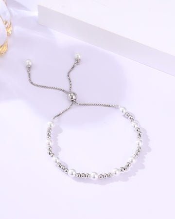 Adjustable Sterling Silver Pearl Bracelet
